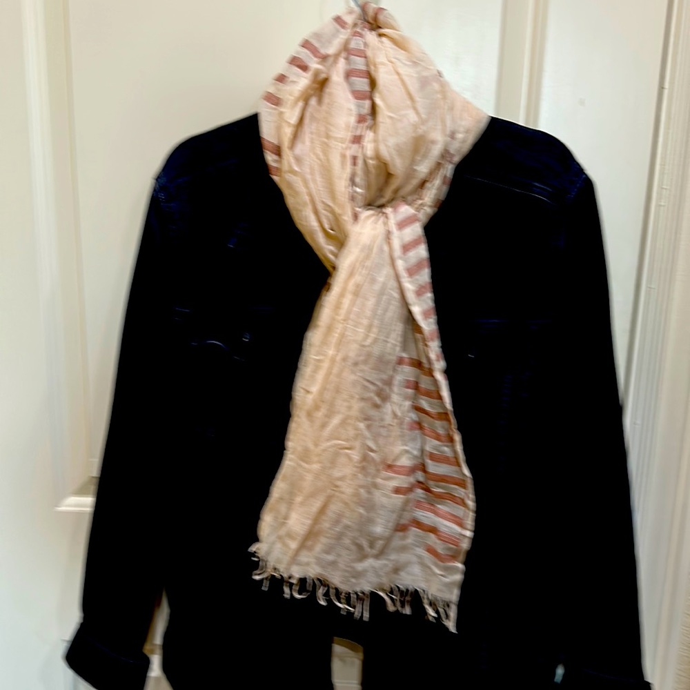 Eileen fisher light pink maroon linen scarf